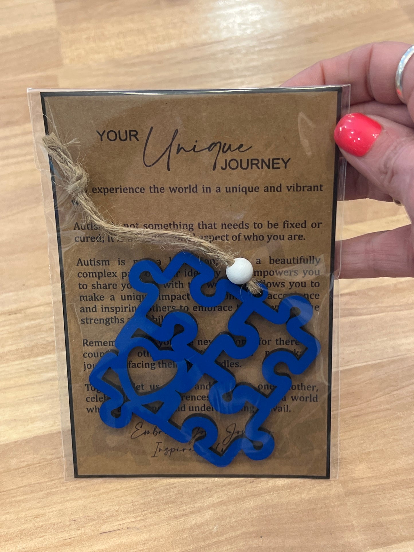 Your Unique Journey Autism story card ornament