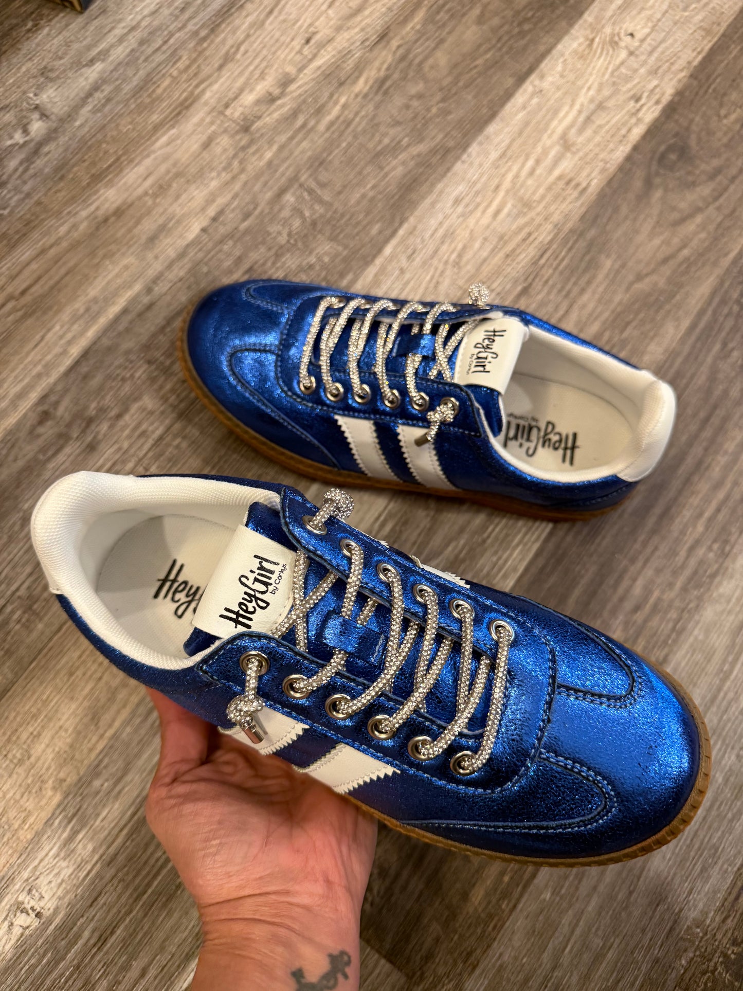 HEADS UP - Blue Metallic Corky’s Sneakers