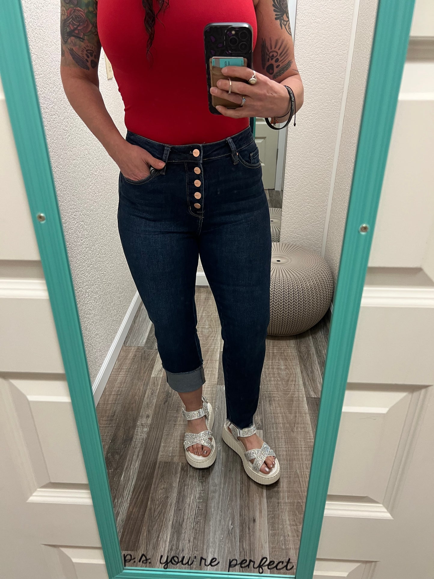 Bombshell Buttonfly Straight Cropped Mica Jeans