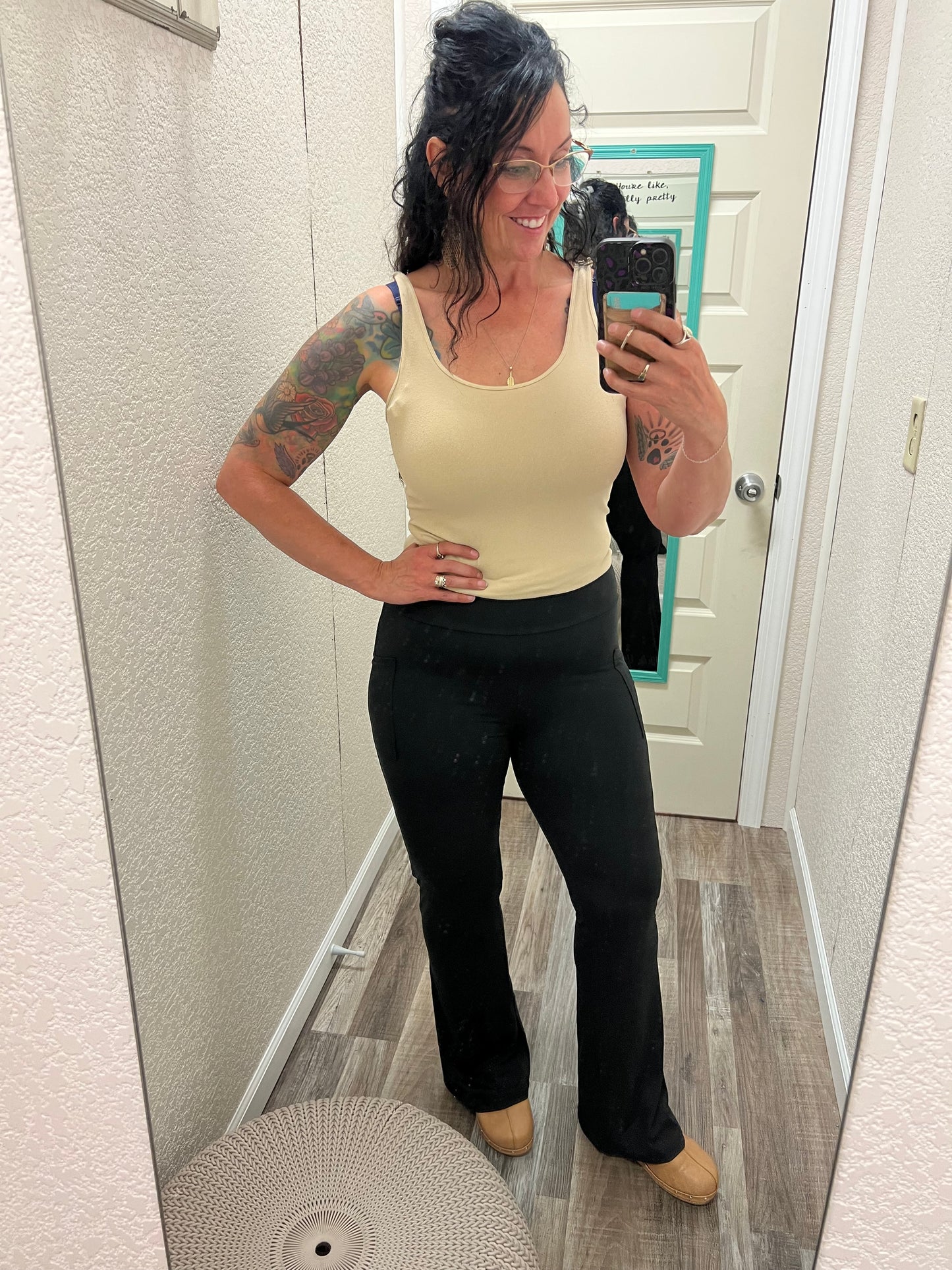 Fiona Black Flare Leggings with Pockets