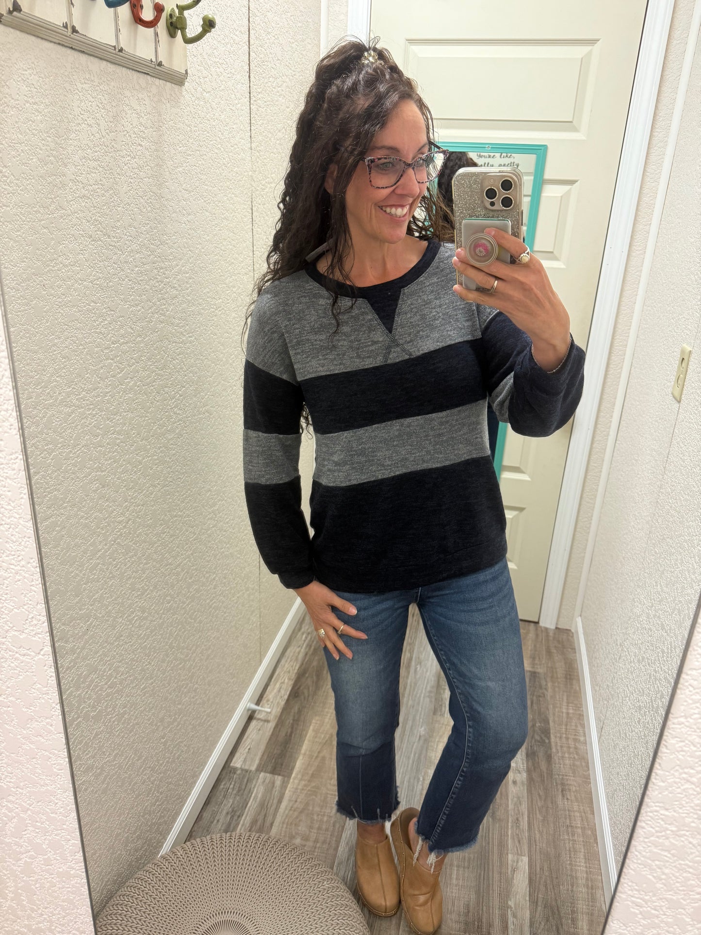 Two-Tone Contrast Casual Top