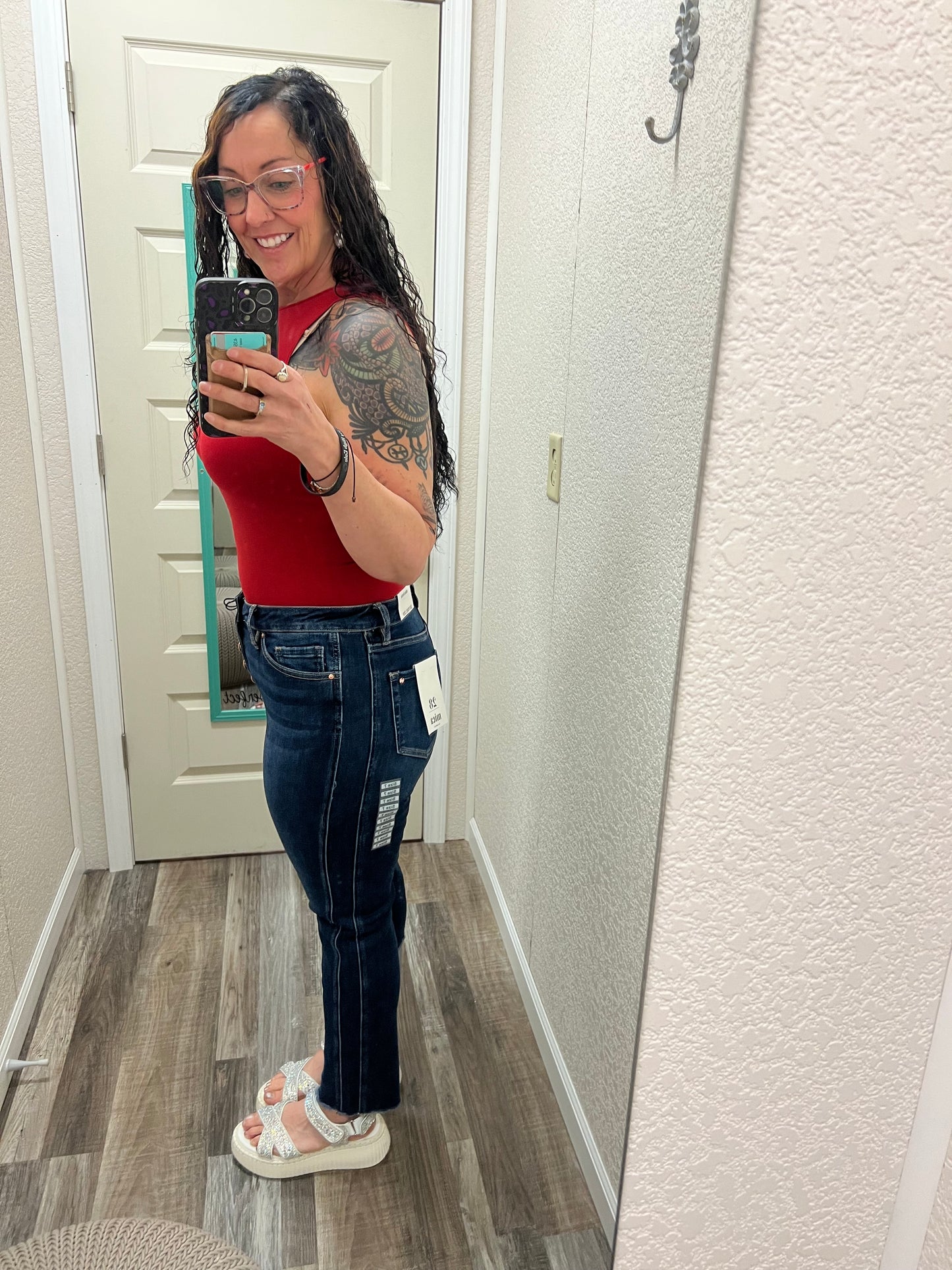 Bombshell Buttonfly Straight Cropped Mica Jeans