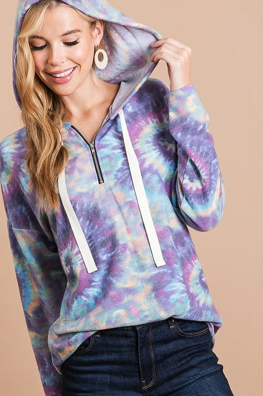 Jenn tie dye 1/4 zip hoodie