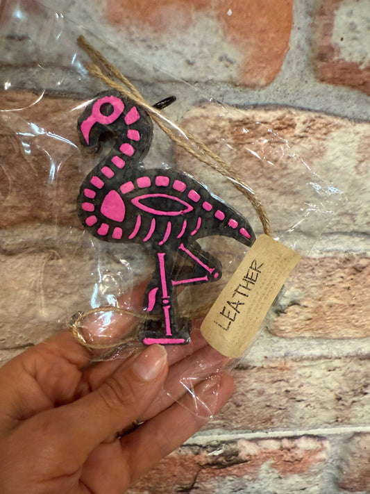 Flamingo Skeleton Freshie - Leather Scent
