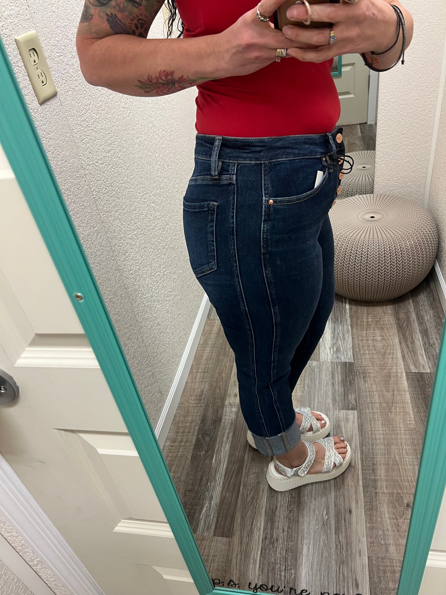 Bombshell Buttonfly Straight Cropped Mica Jeans