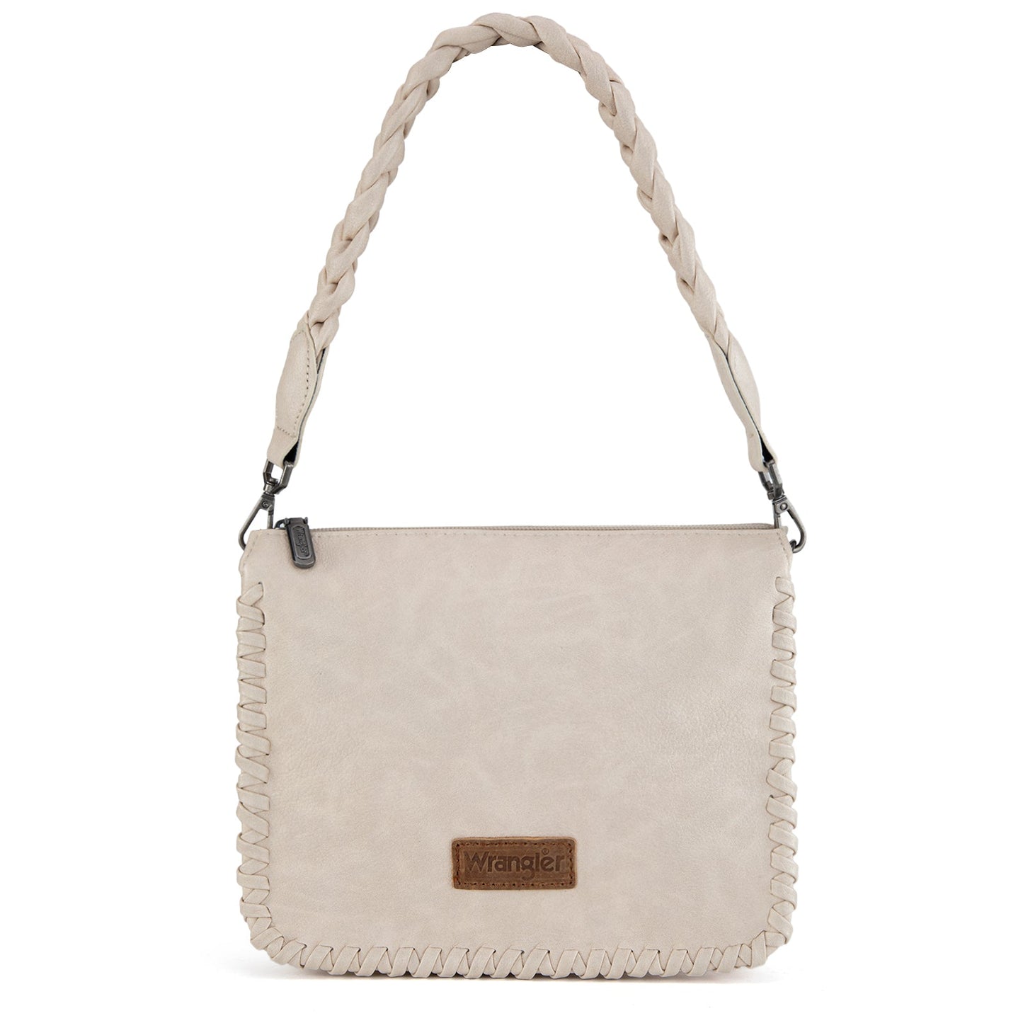 Tan Wrangler Braided Strap Hobo/Crossbody Bag