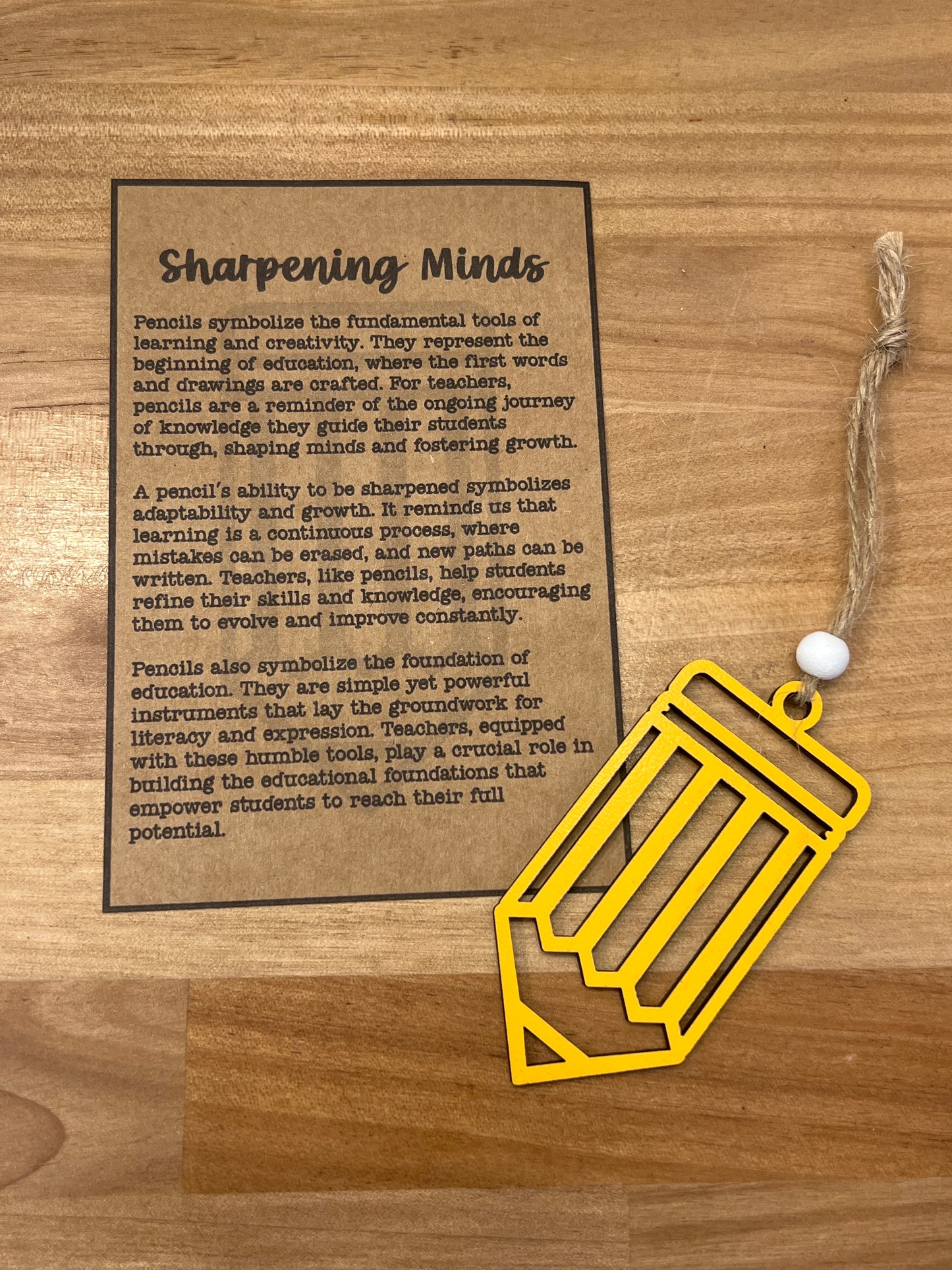 Sharpening Minds Teacher story card ornament