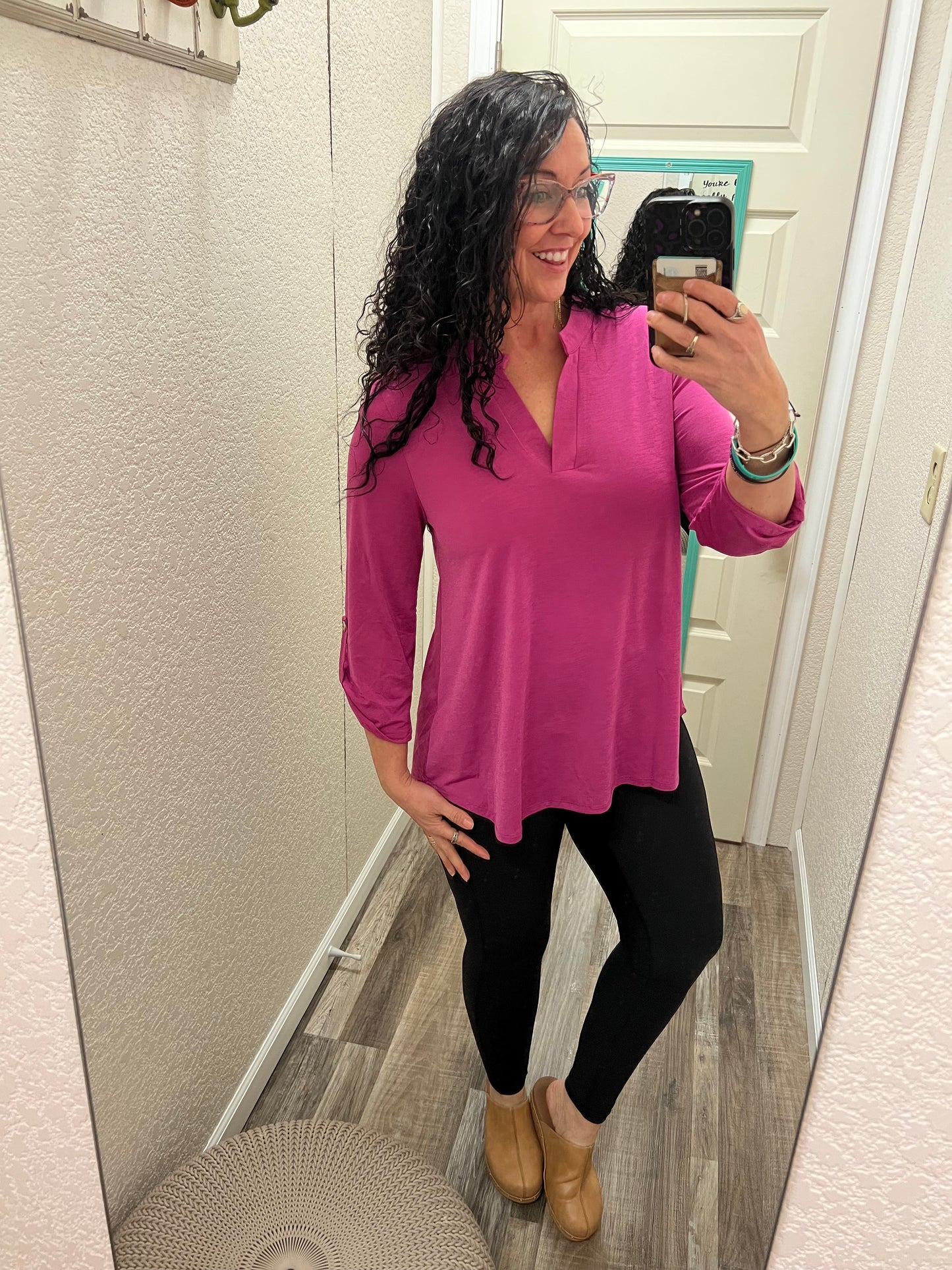 Solid Lizzy 3/4 length sleeve top