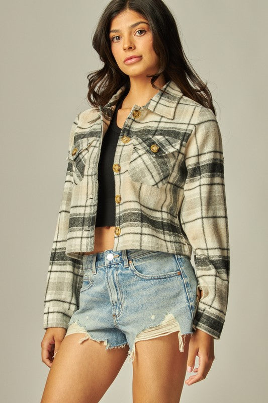 Shania Cropped Flannel Shacket