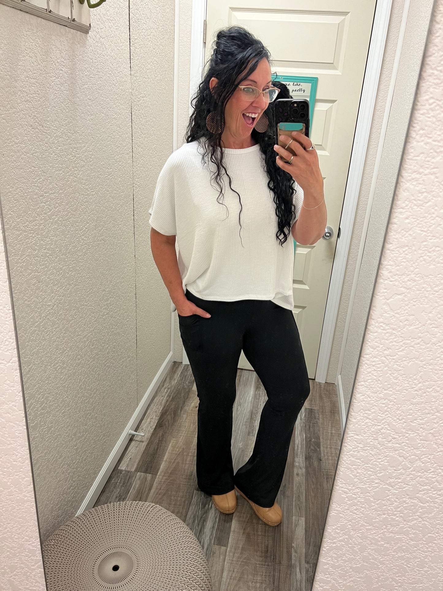 Fiona Black Flare Leggings with Pockets