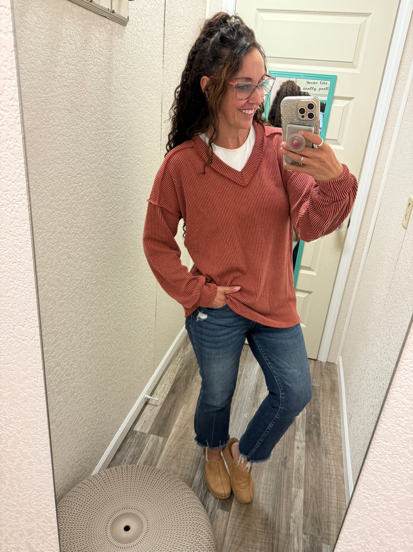 Autumn Nights Ribbed Long Sleeve Top