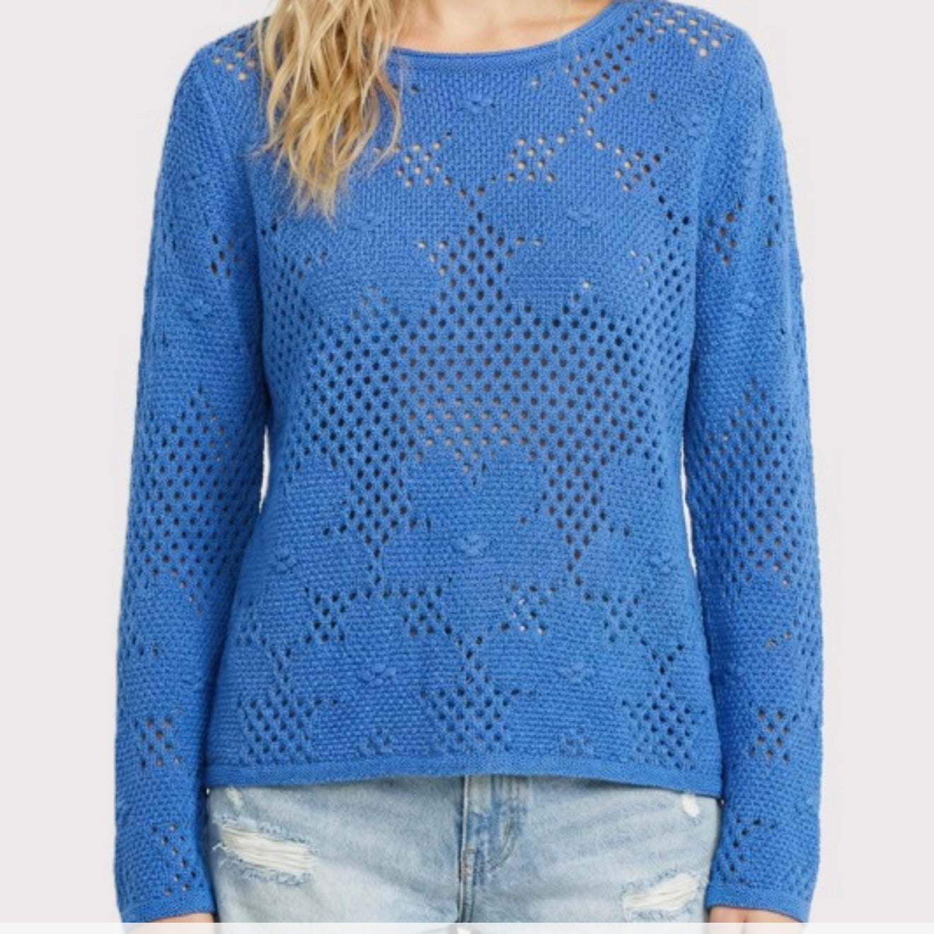 Summertime Blues flower crochet Top