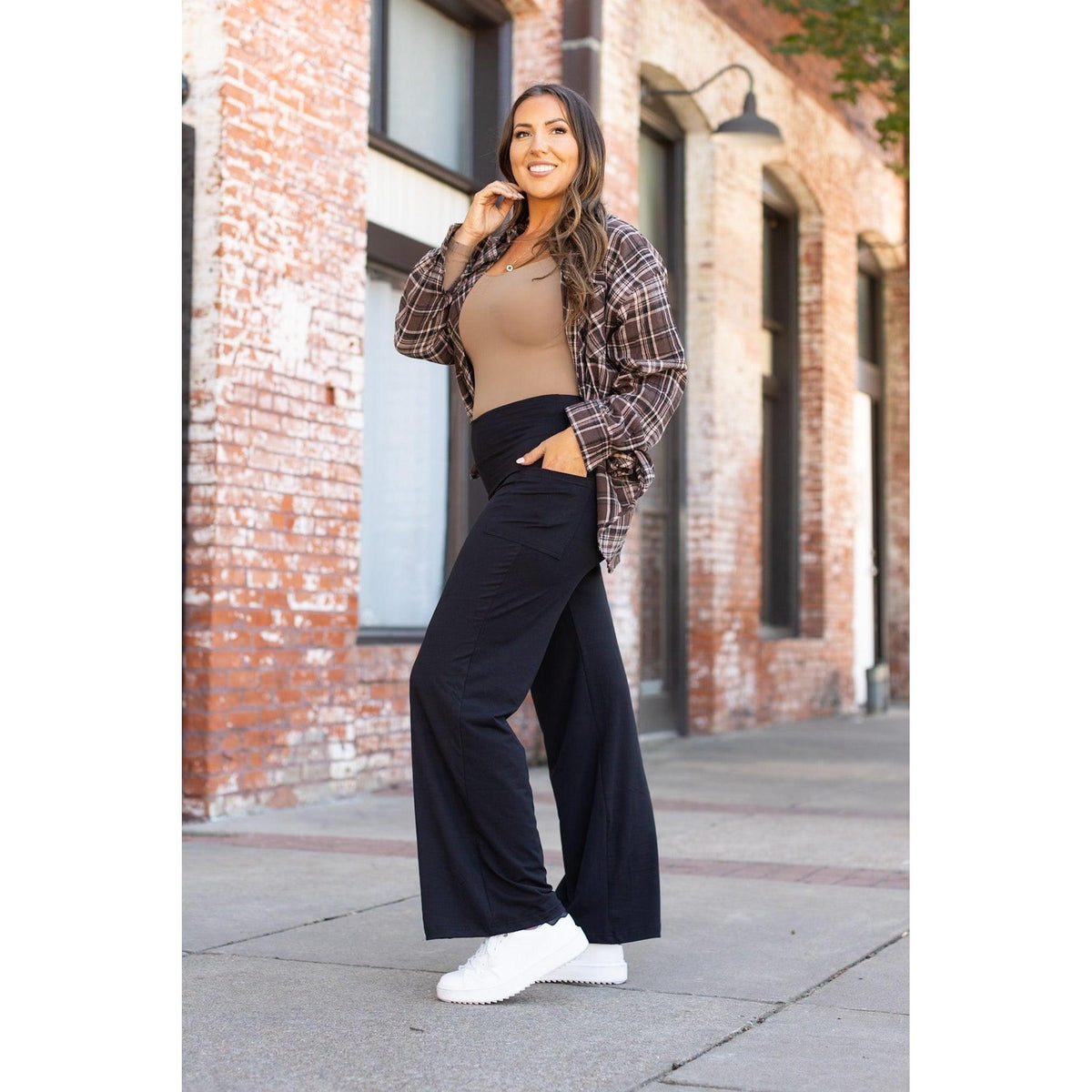 Brooke Wide Leg Full Length Pants with Pockets