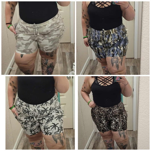 Jenny - Linen Shirred Patch Pocket Shorts