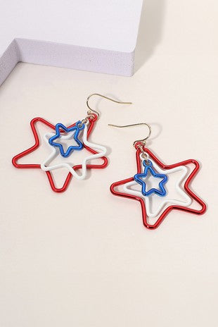 American Concentric Star Dangle Earrings