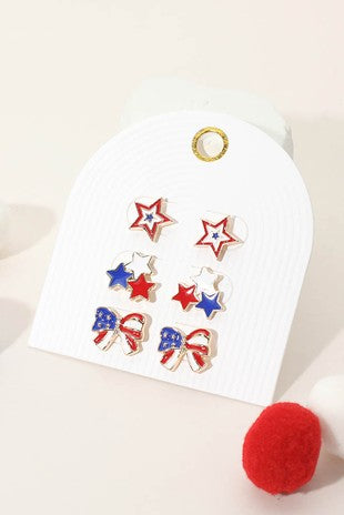 American Bow Star 3 pack Stud Earrings