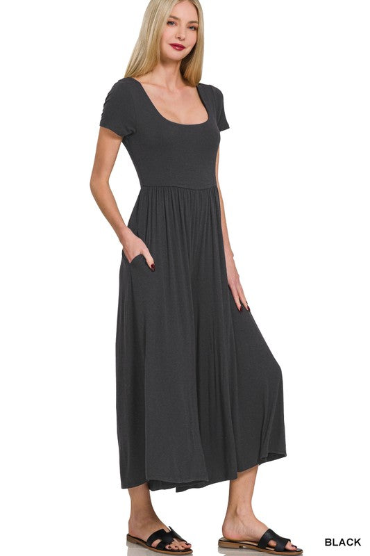 Jump Jump - Short Sleeve Cropped Jumpsuit