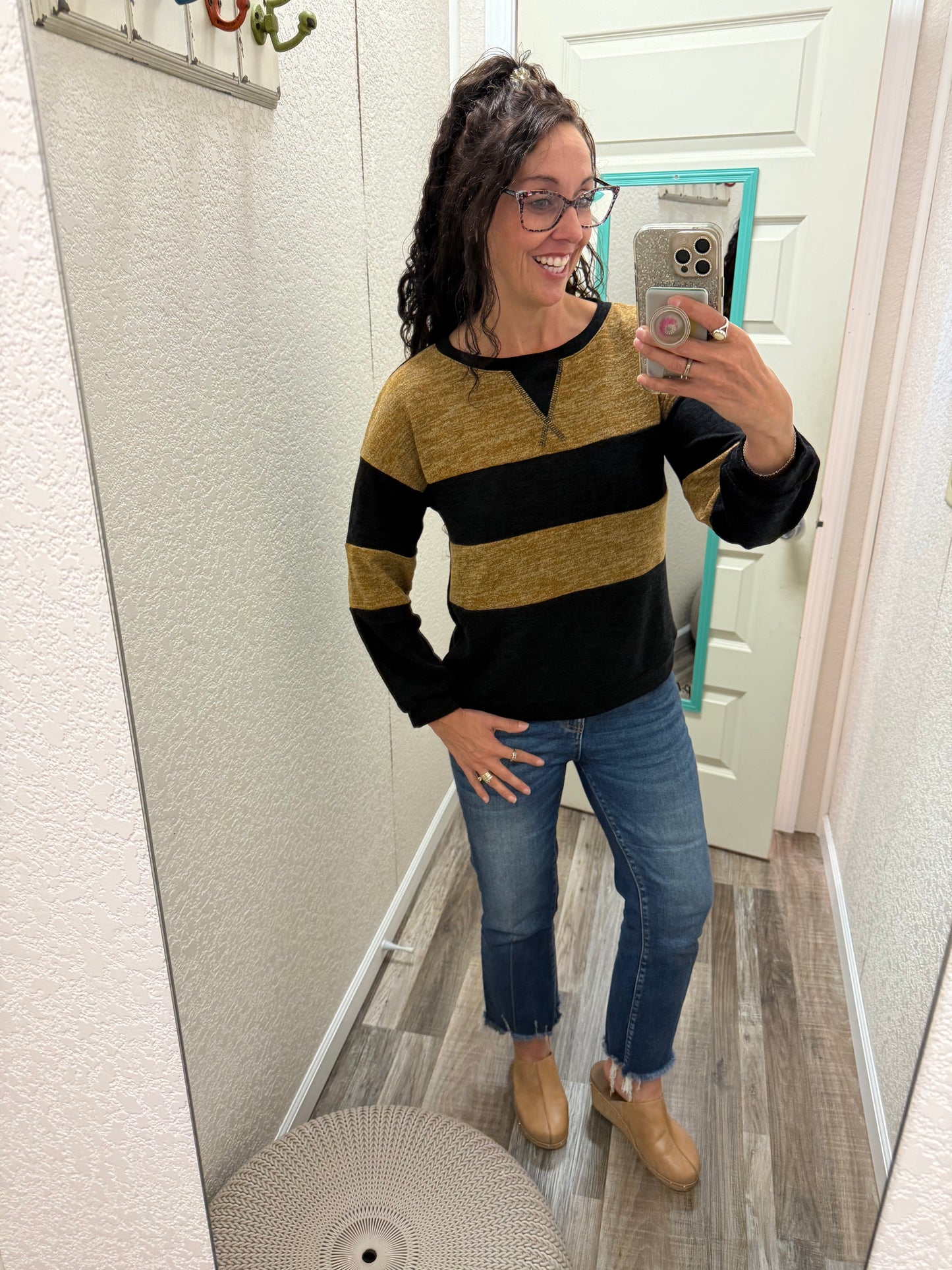 Two-Tone Contrast Casual Top
