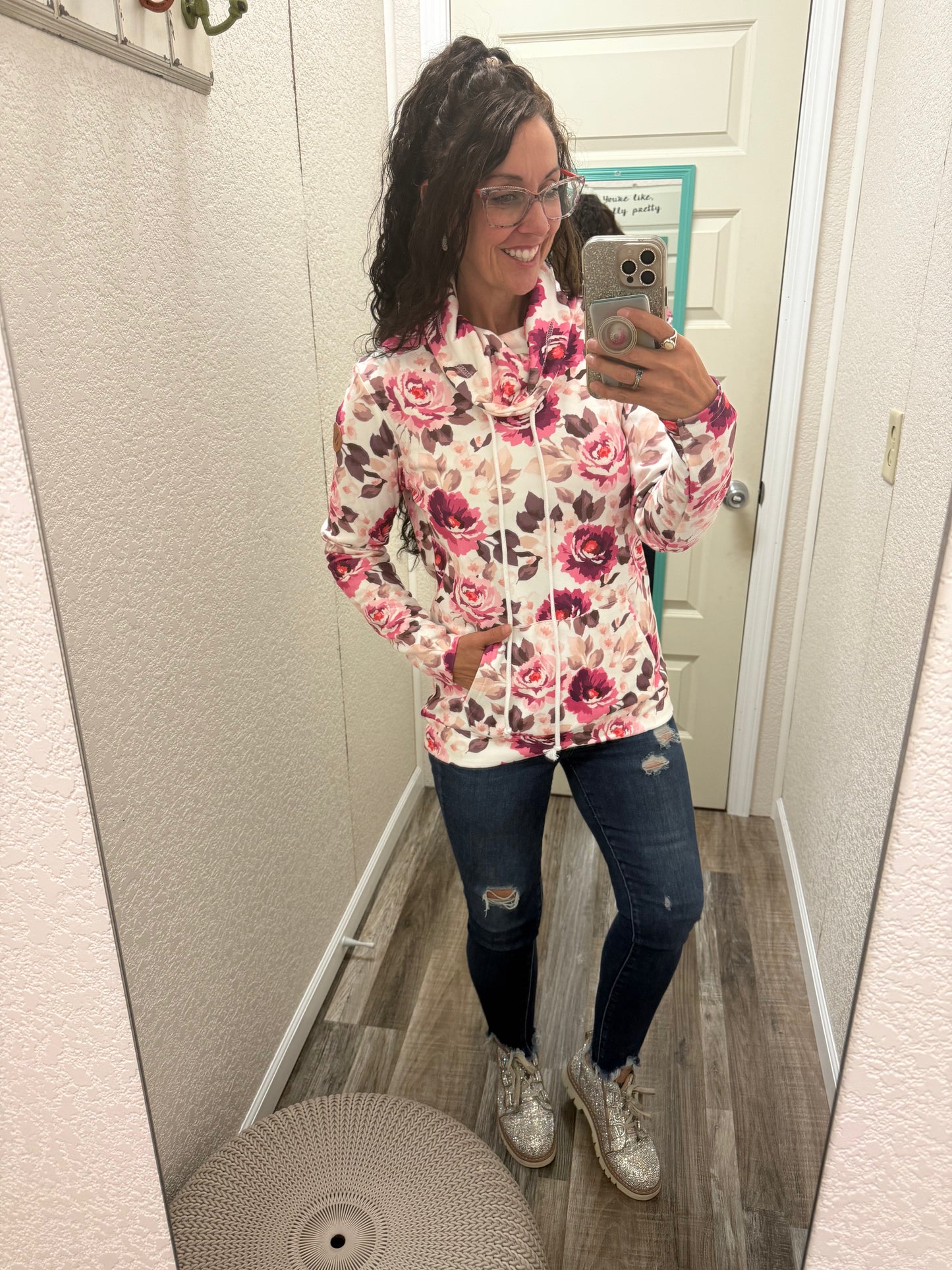 Autumn Blossom Soft Funnel Neck Pullover By Michelle Mae