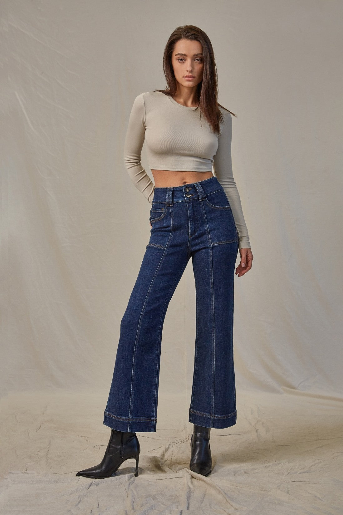 Michelle Cropped Wide Leg Mica Denim Pants