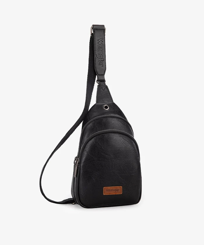 Wrangler Dual Zippered Sling Bag Black