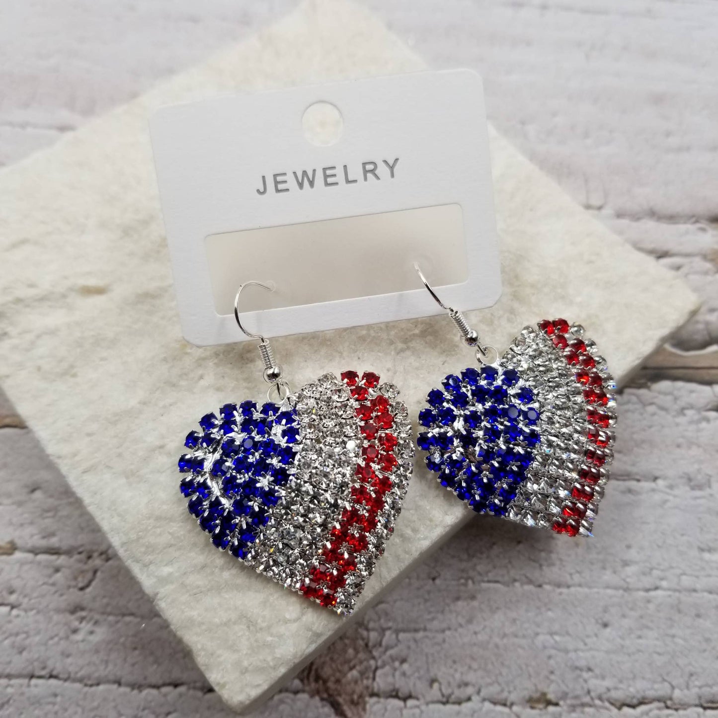 4th of July Independence Day Patriotic Heart Earrings
