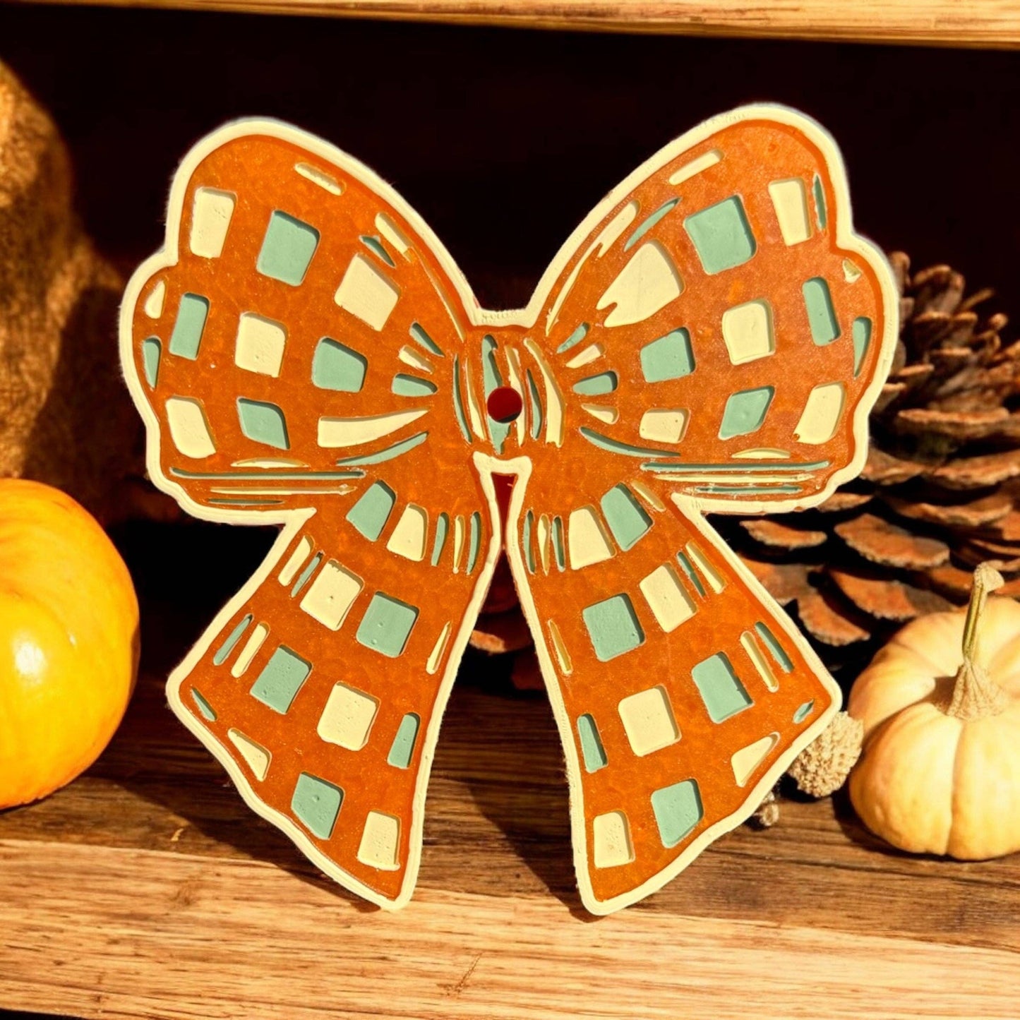Checkered Fall Bow Freshie: Butt Naked