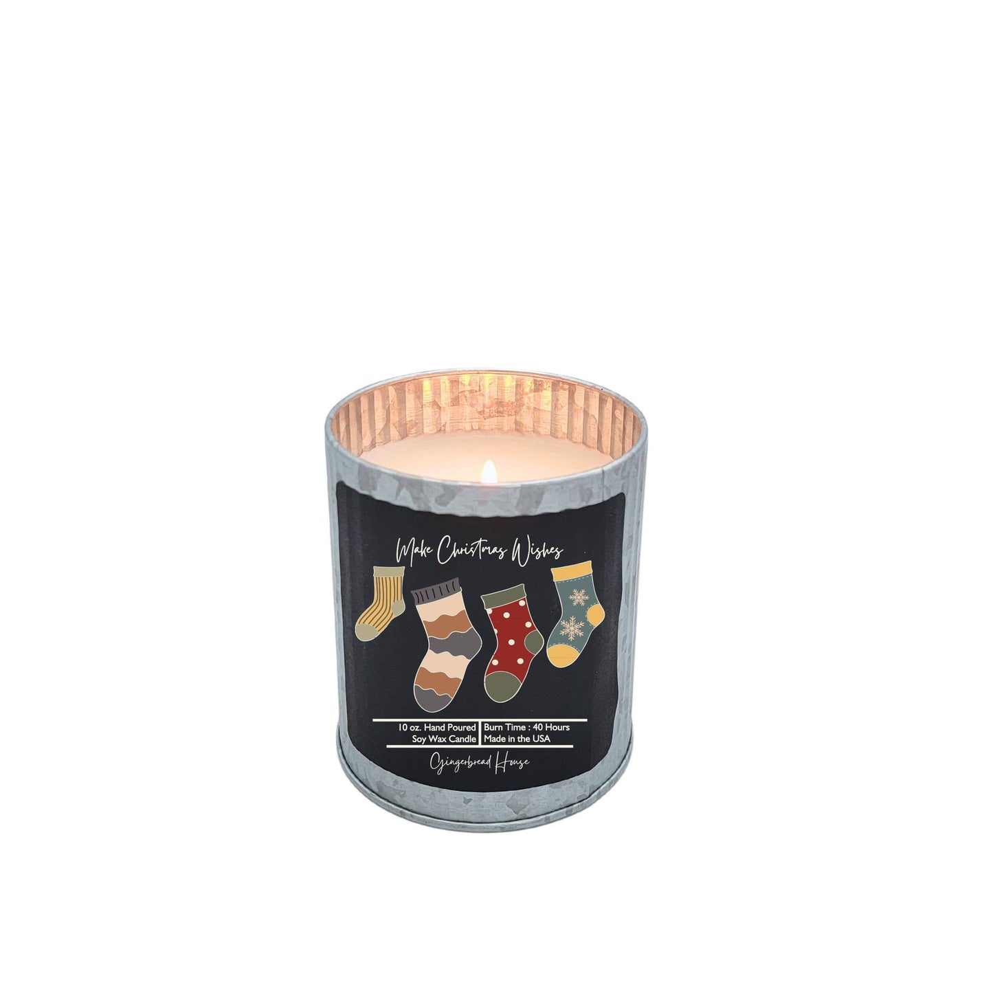 Make Christmas Wishes Soy Candle Rustic Tin Holiday Candles: White Christmas