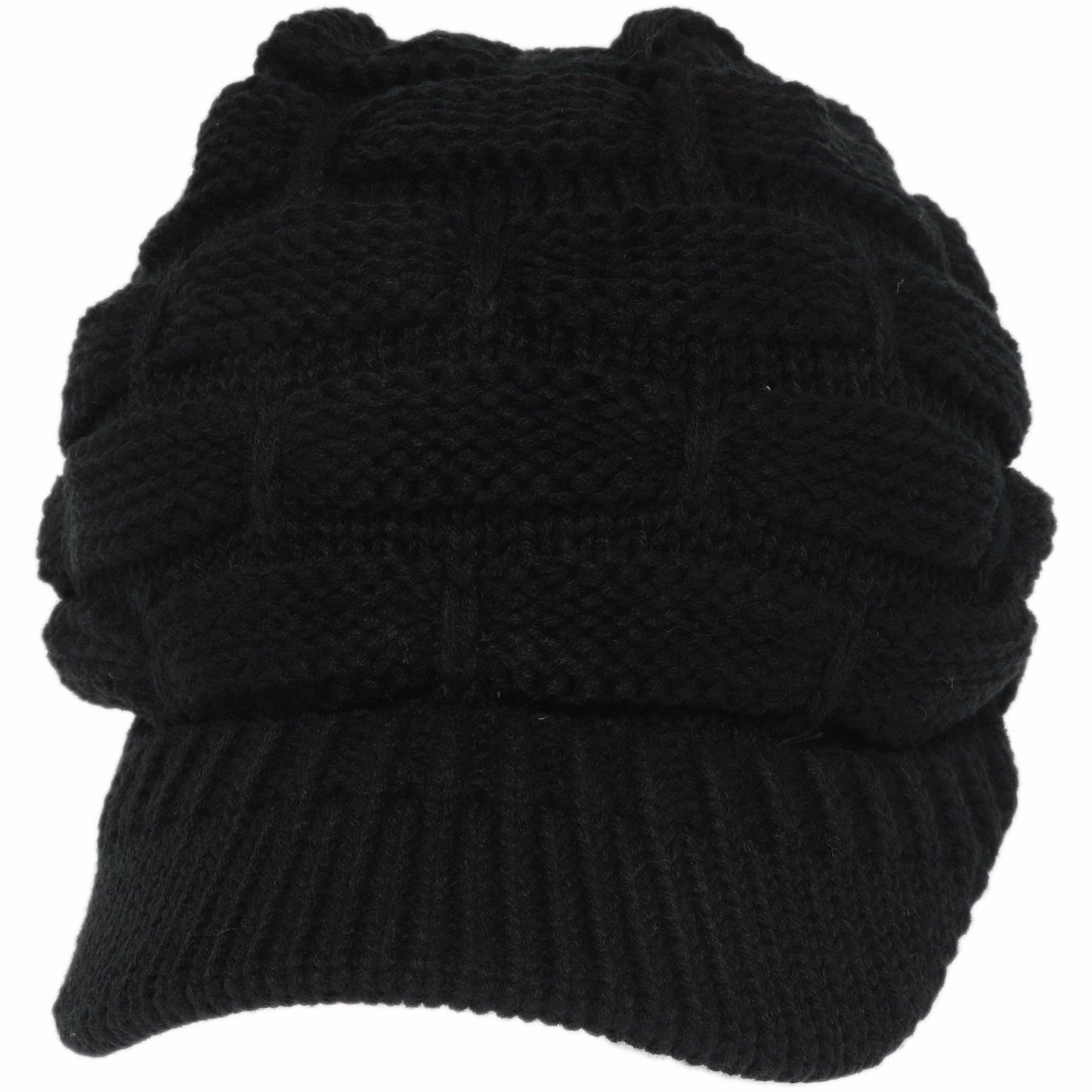 Ribbed Knit Hat with Brim