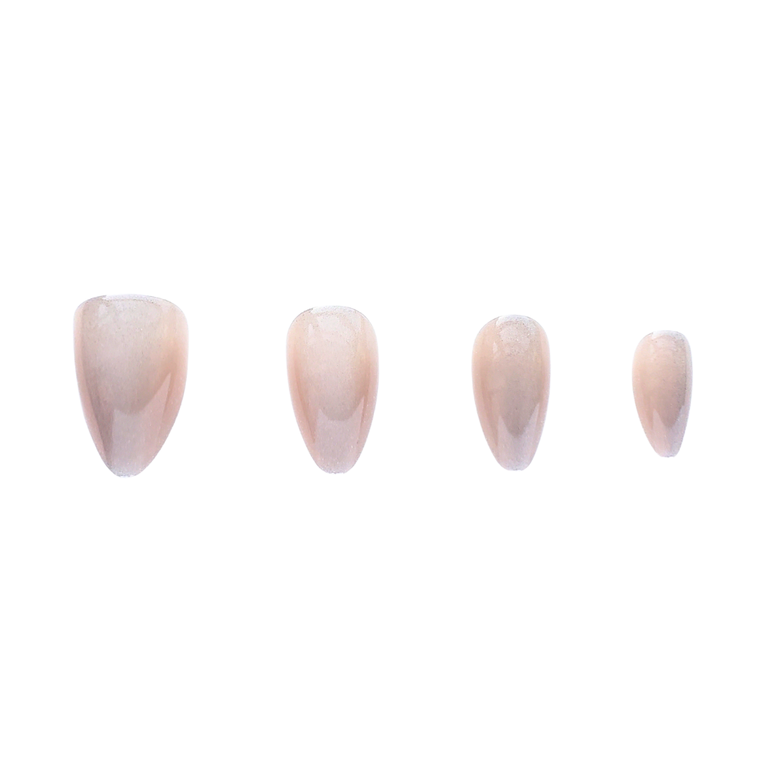 Cat Eye | Neutral Shiny Short Almond Press-On Nails Set
