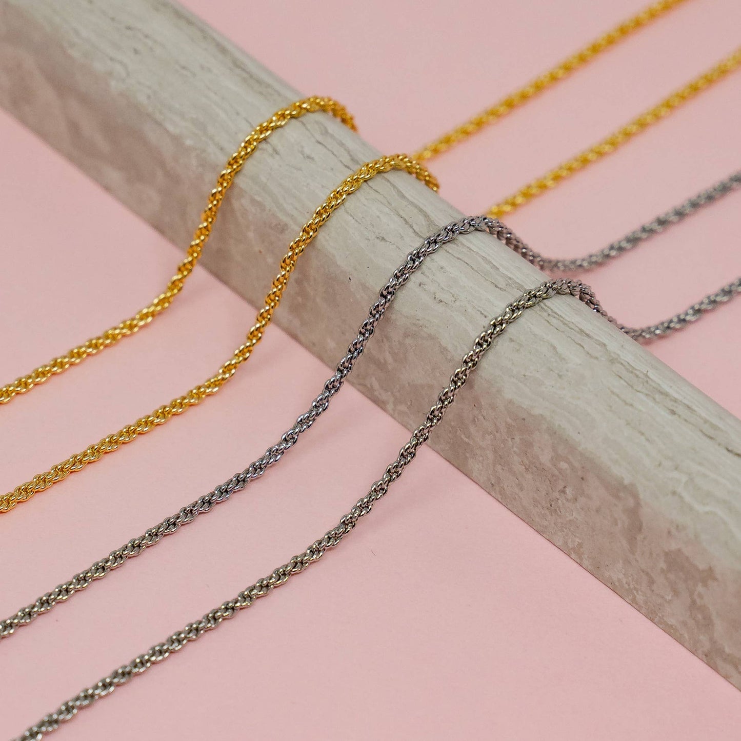 Skinny Rope Chain Necklace | Threader Charm Necklace : Silver / 16 Inches