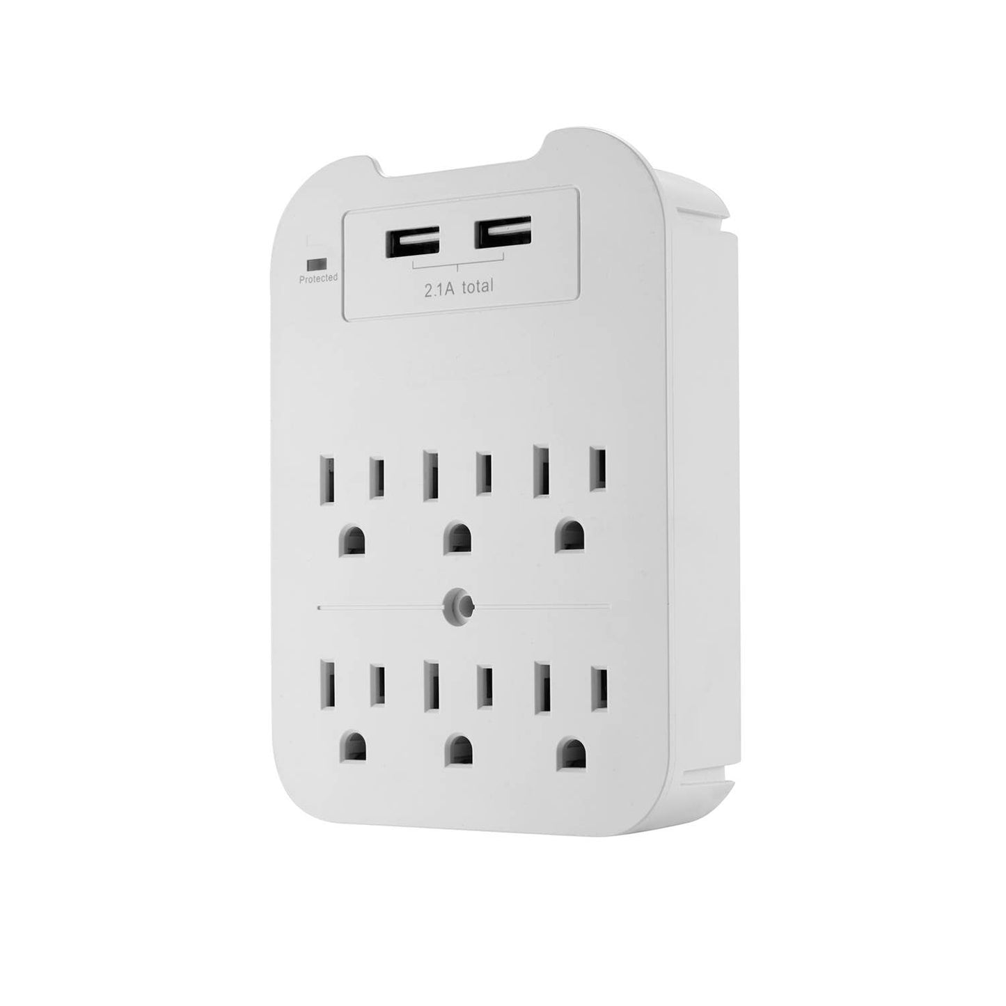 Black Charge Surge Protector, 6 Outlets/2 USB Ports