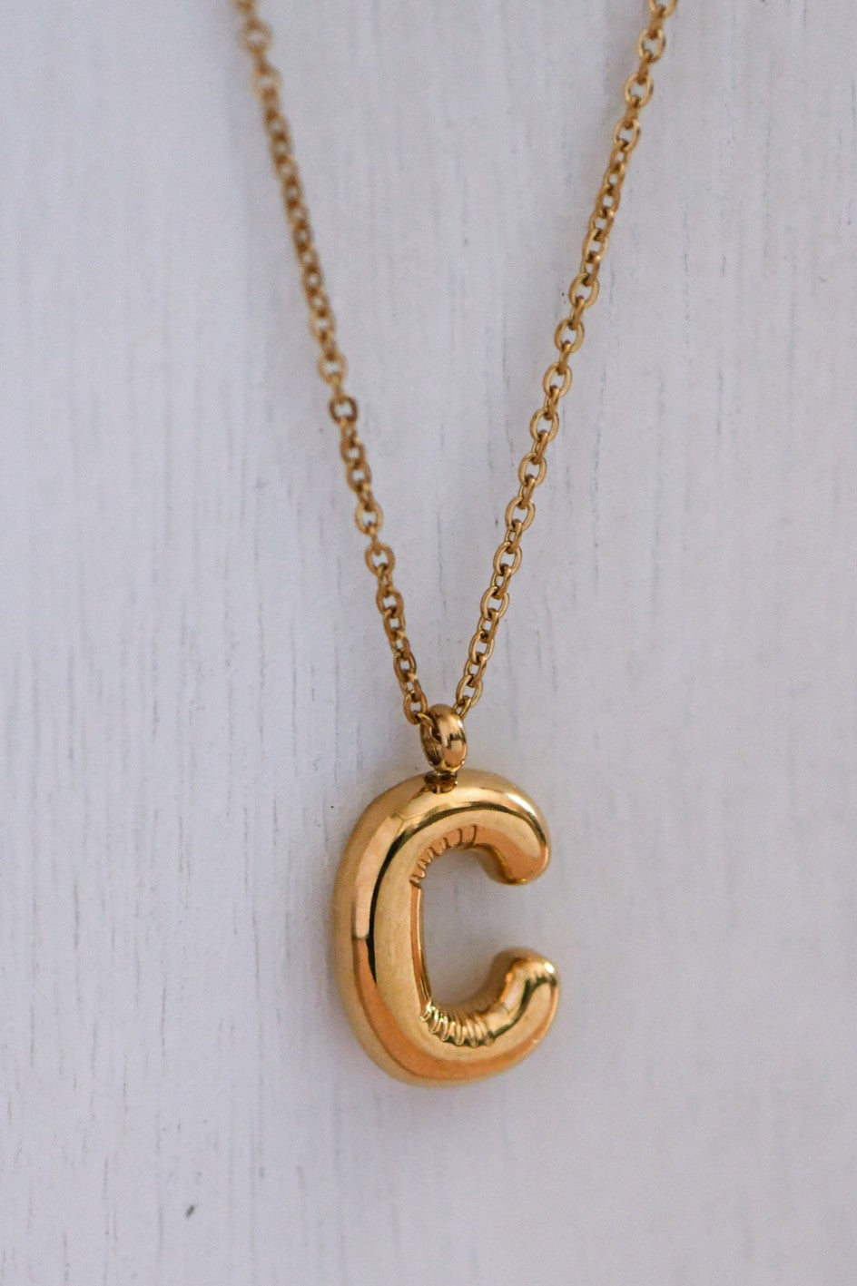 18K Gold Dipped Non-Tarnish Stainless Steel Initial Necklace