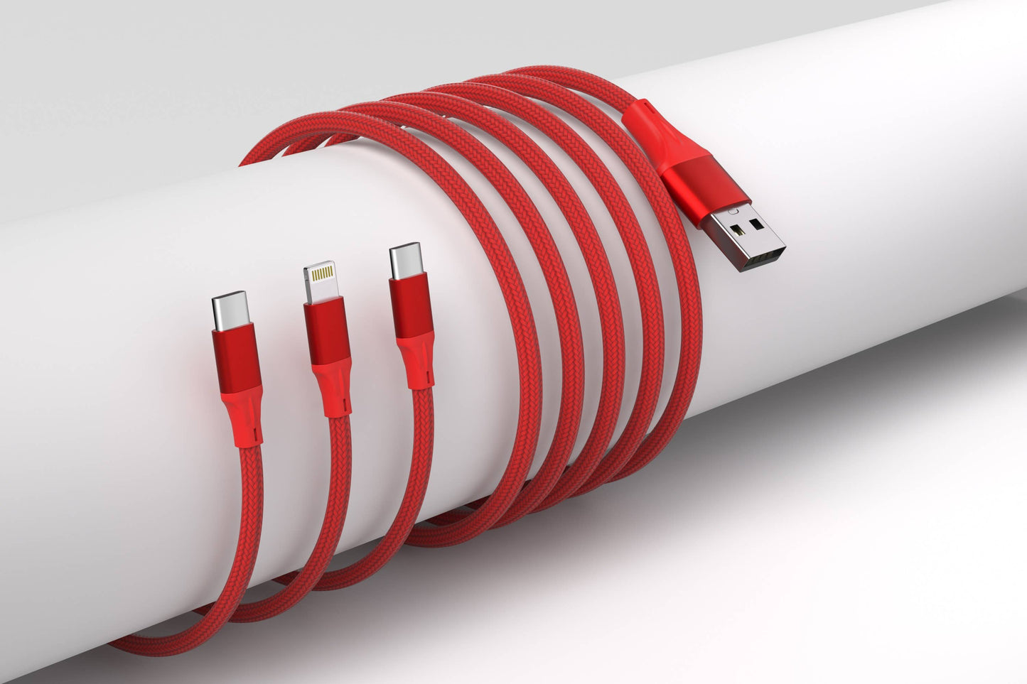 3-in-1 Pink Cable For IPhone/Ipad & Android Devices