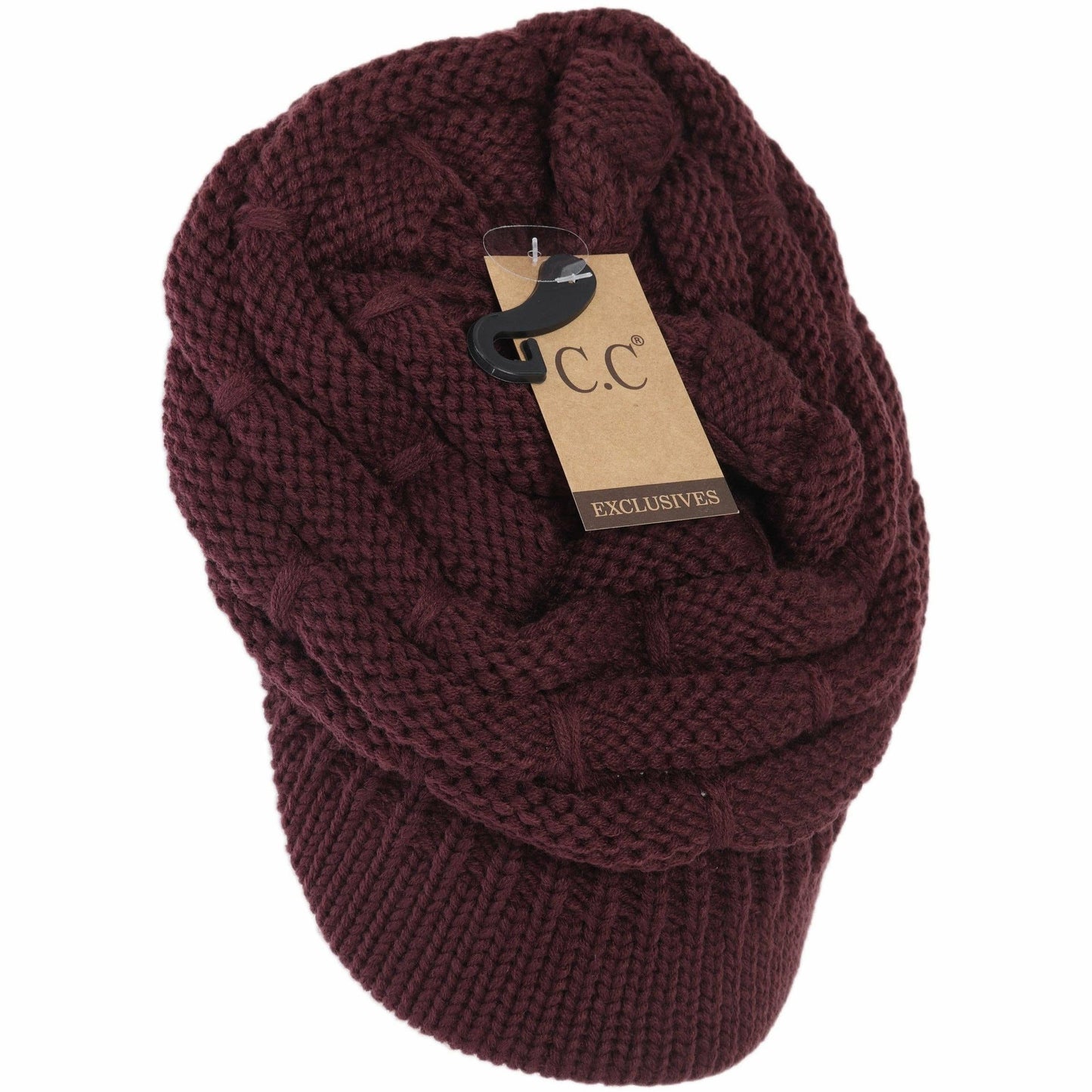 Ribbed Knit Hat with Brim