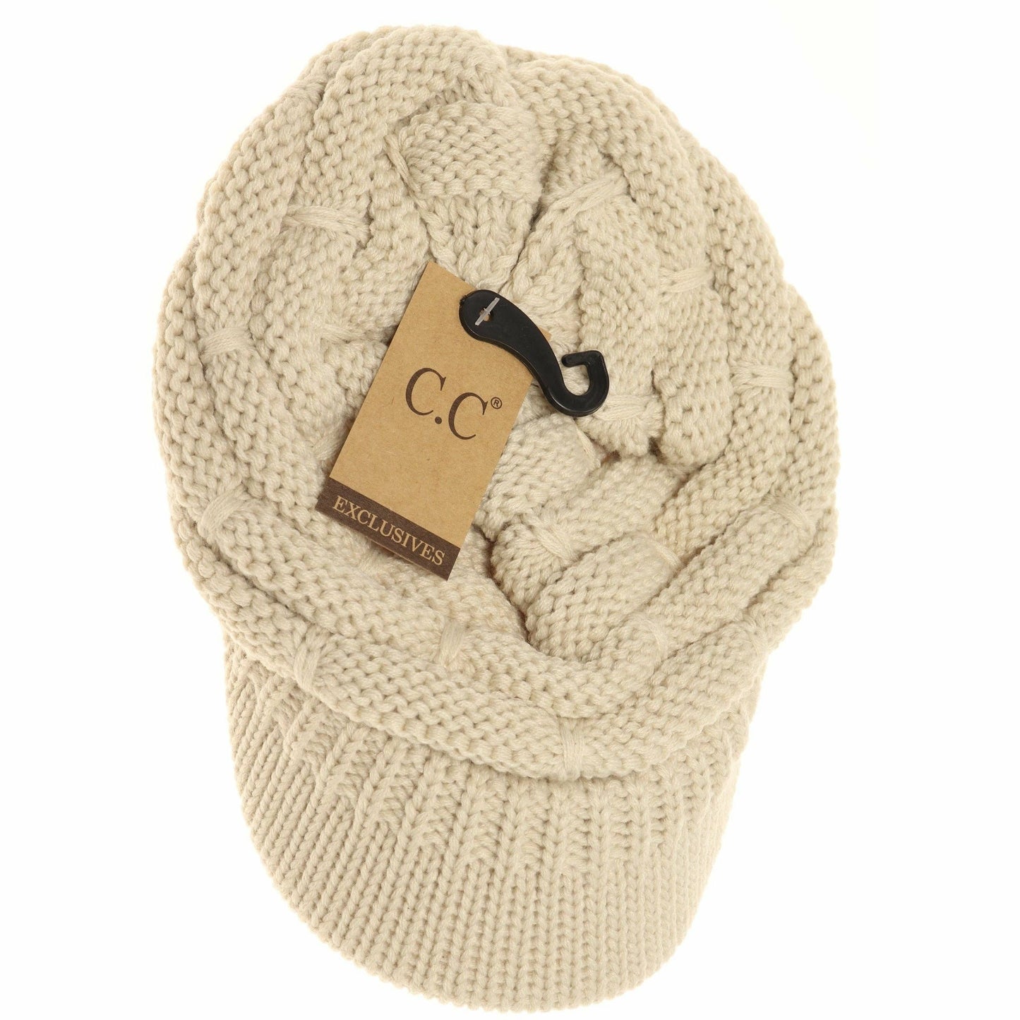 Ribbed Knit Hat with Brim