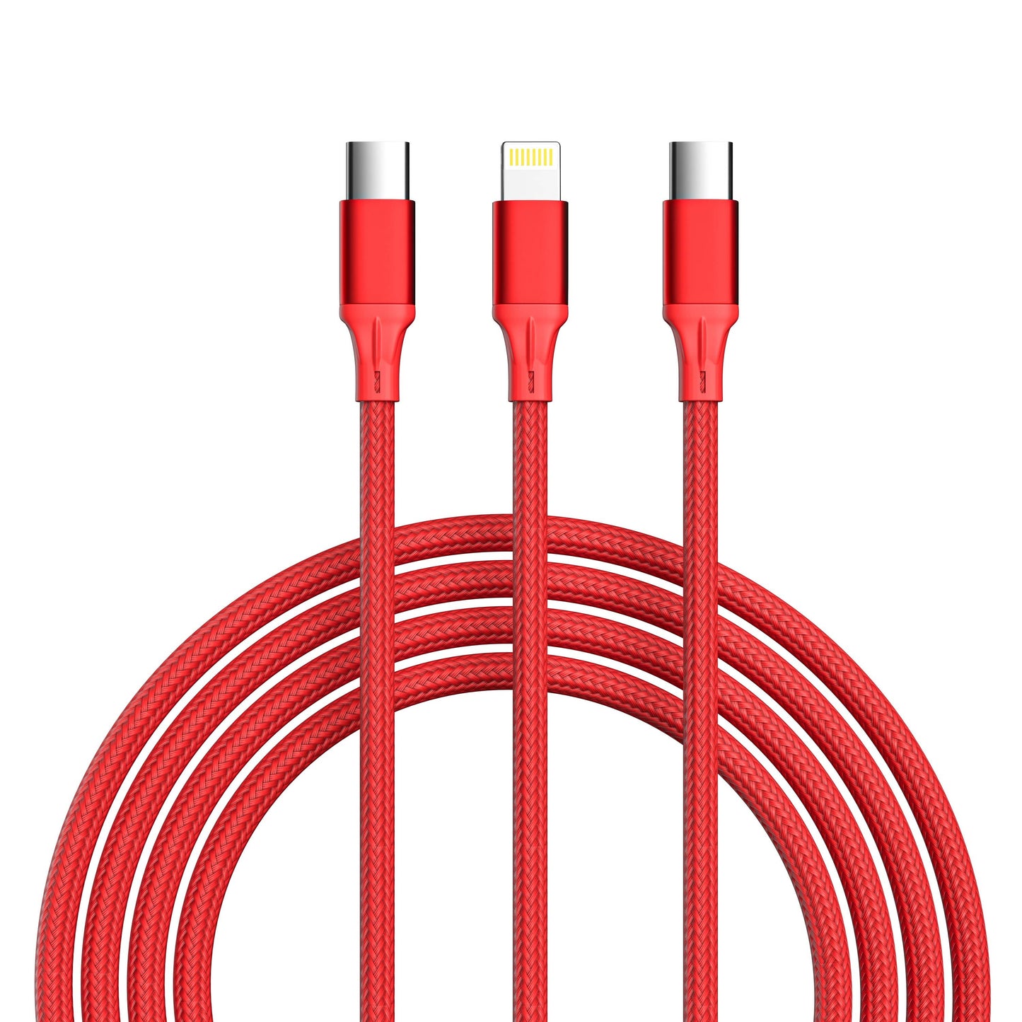 3-in-1 Pink Cable For IPhone/Ipad & Android Devices