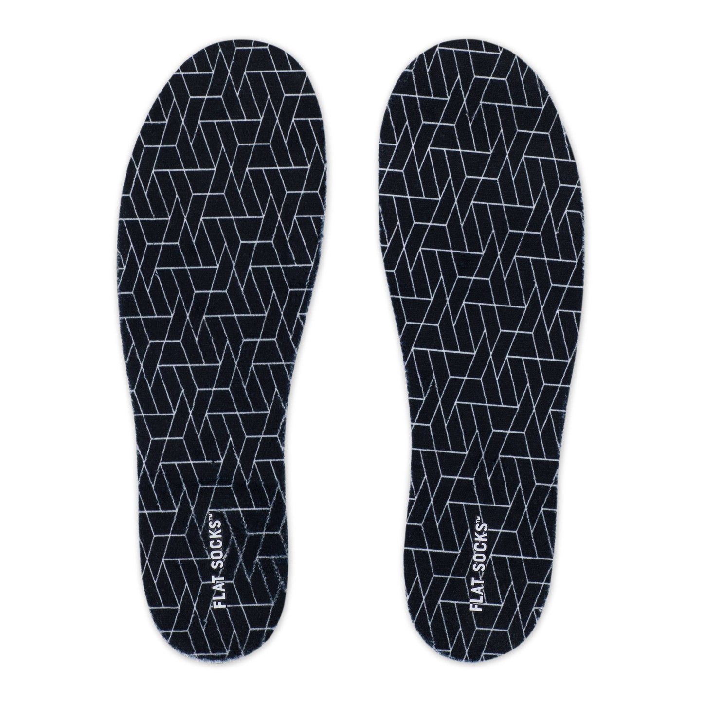 Black Geo FLAT SOCKS: Small (up to Women's 11, Men's 10)