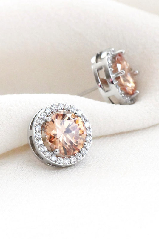 Dainty CZ Round Stud Earrings in Silver