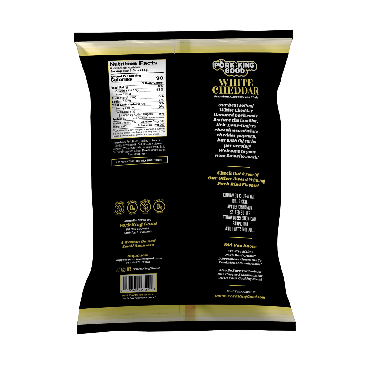 White Cheddar Pork Rinds 3 oz