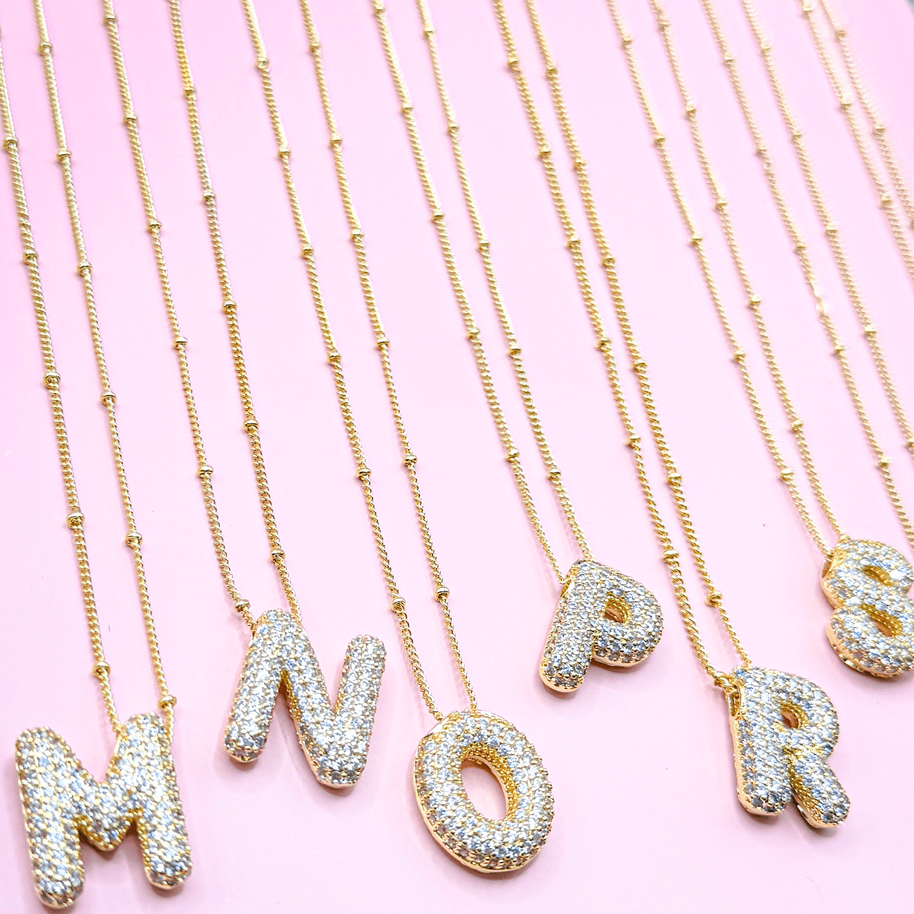 Envy Stylz Boutique Women - Accessories - Earrings 18K Gold Plated Bubble Initial Necklace