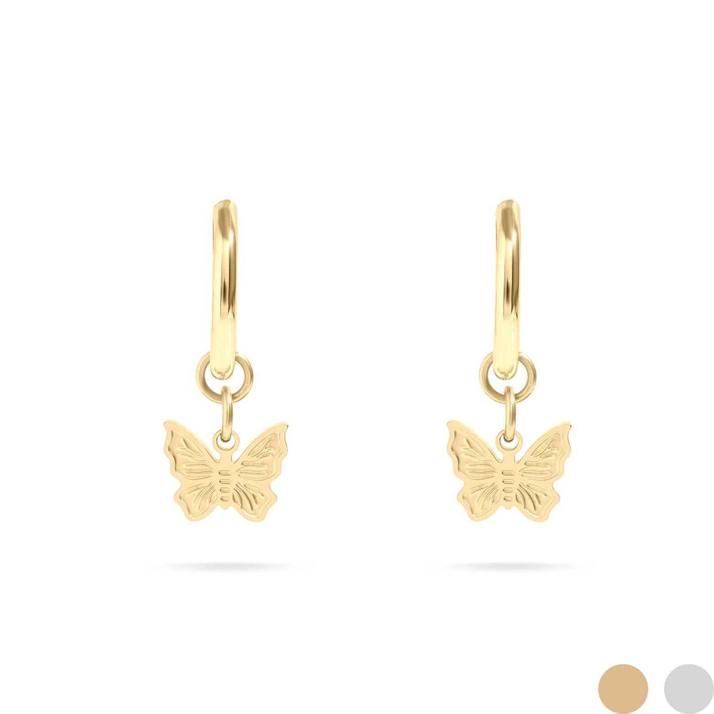 18K Gold PVD Stainless Steel Butterfly Huggie Earrings: Gold