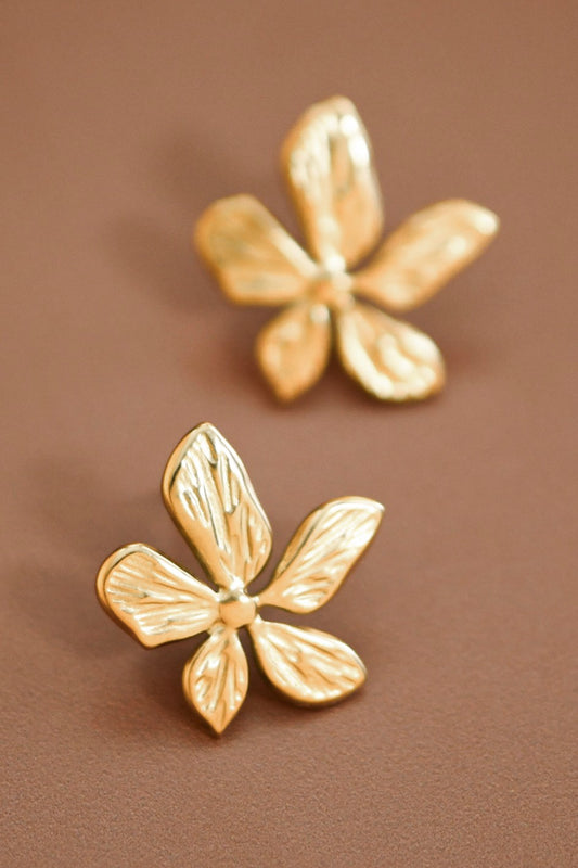 18k Gold Non-tarnish Stainless Steel Flower Earrings