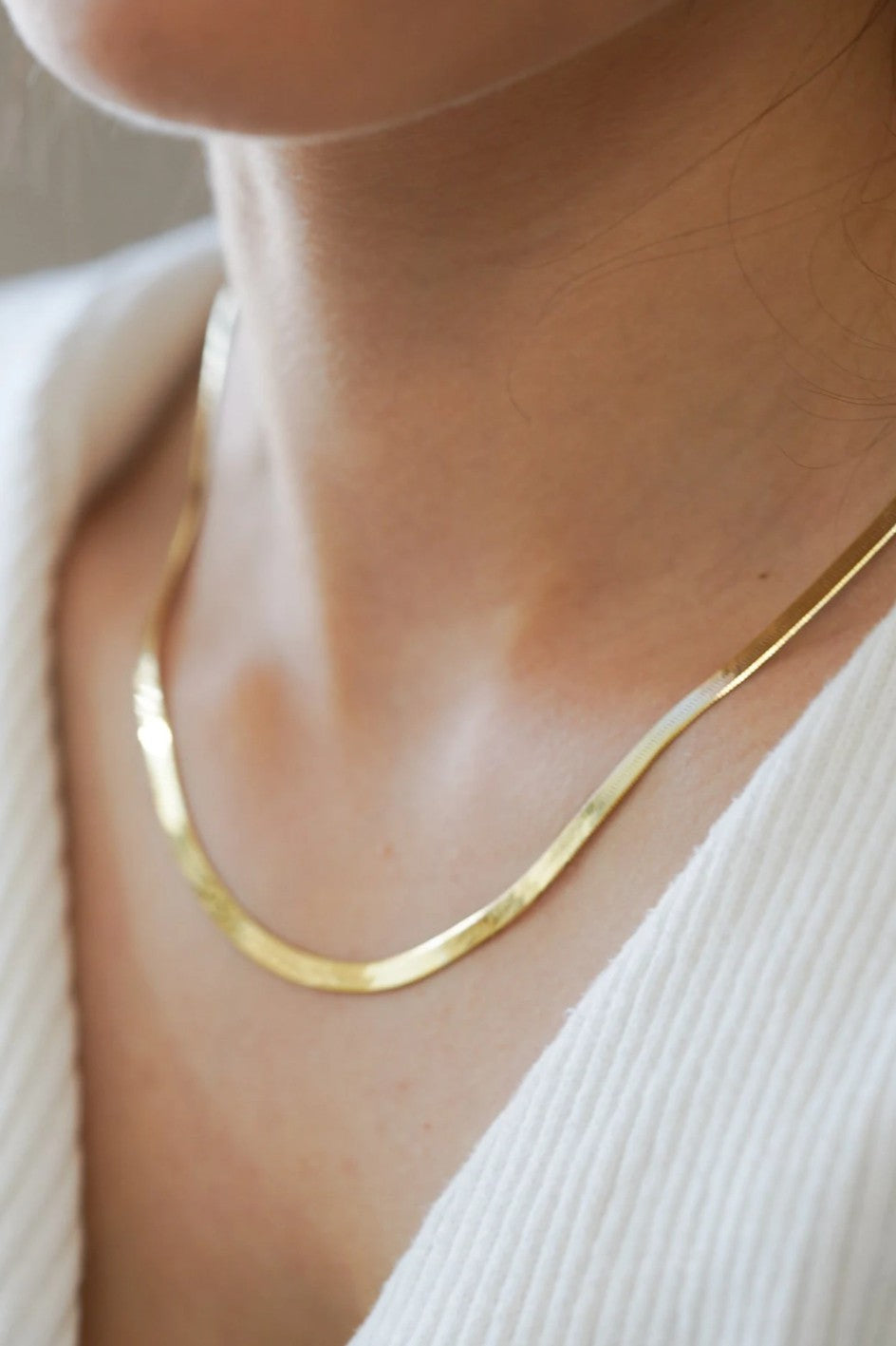 18k Non-tarnish Stainless Steel Chain Herringbone Necklace