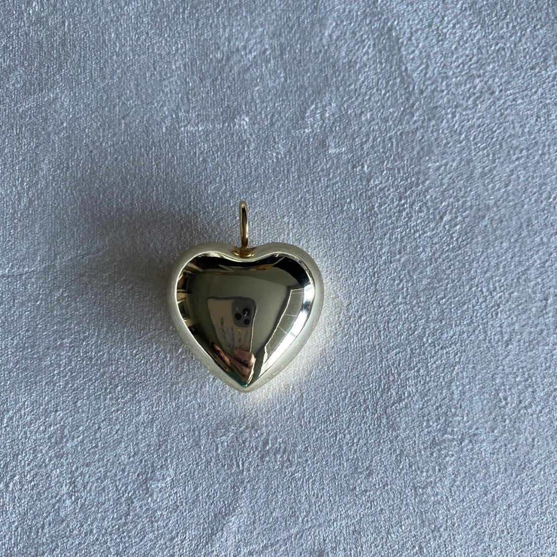 Charm Bar Silver Puffy Heart