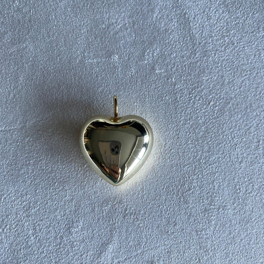 Charm Bar Silver Puffy Heart