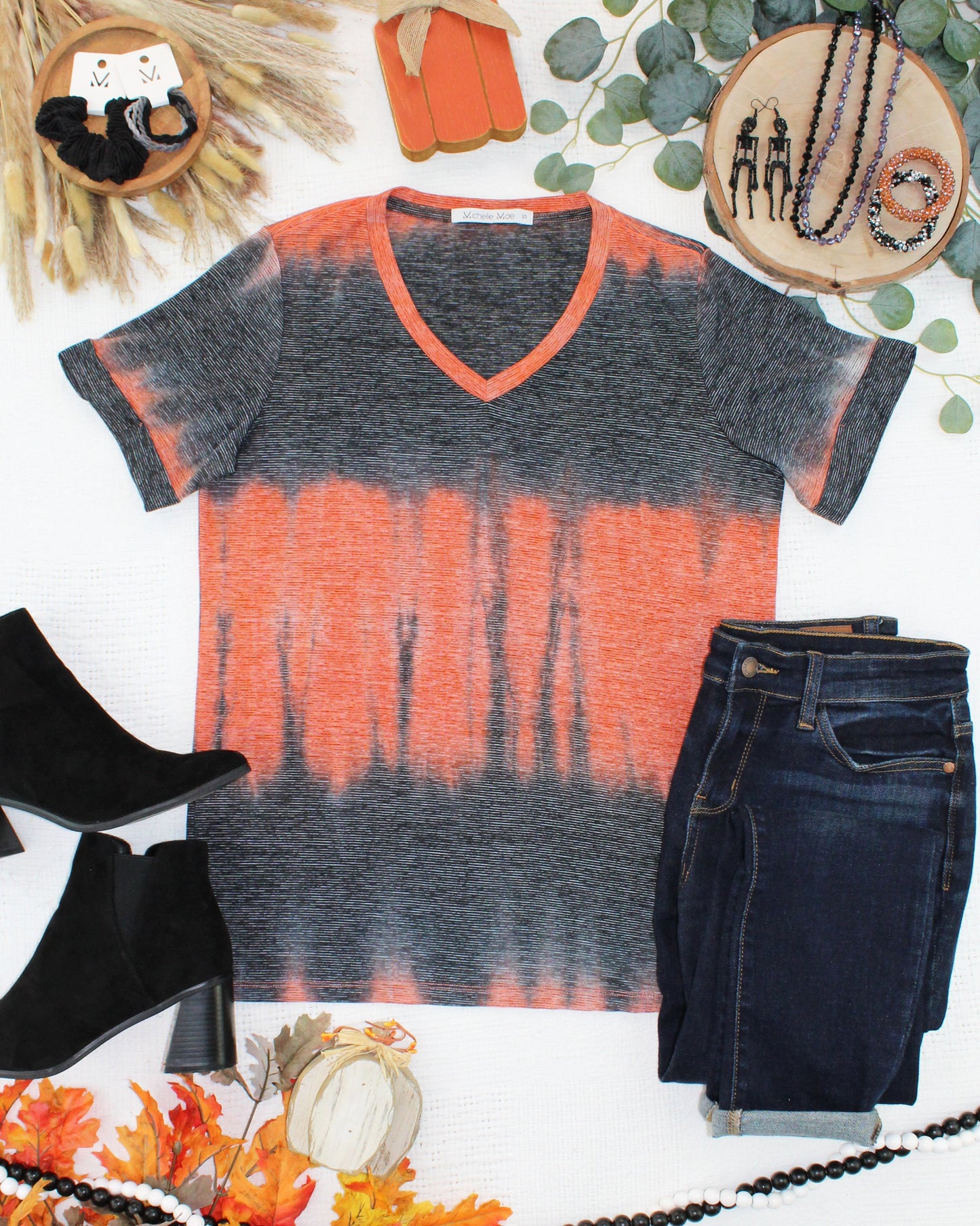 Sophie Tee - Ombre Micro Stripes Midnight and Orange