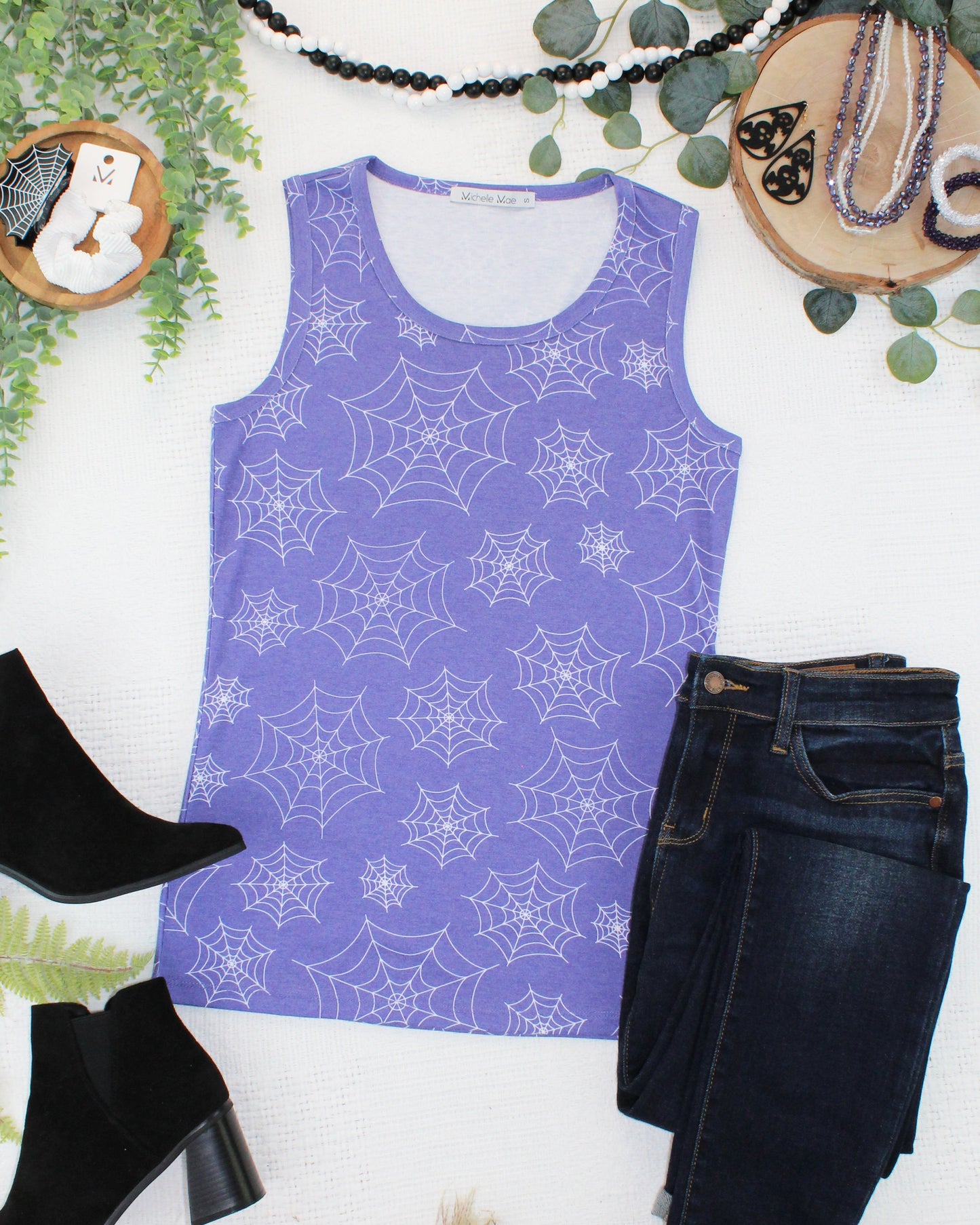 Ava Tank - Faded Purple Webs