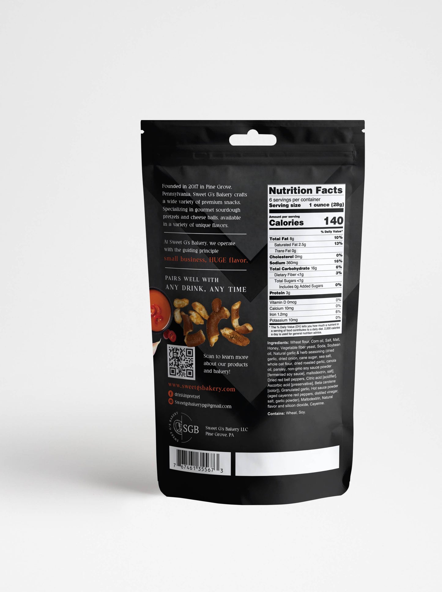 Garlic Hot Wing Flavored Sourdough Pretzels - 6oz Pouch
