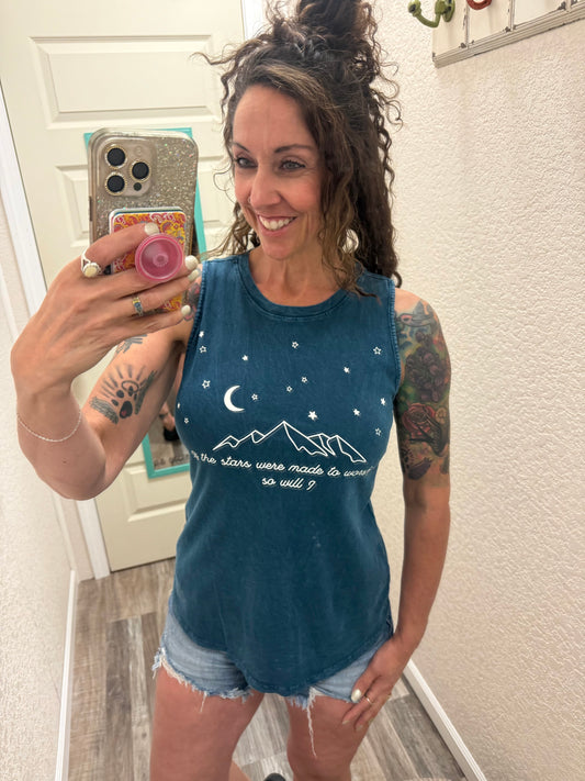 IF THE STARS GRAPHIC TANK TOP: Mineral Navy